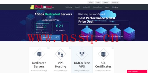 Parkinhost:俄罗斯抗投诉VPS,八折促销,2核/1G内存/50G HDD硬盘/不限流量/200Mbps带宽,€9/月,年付€86,无视DMCA,-南山主机测评