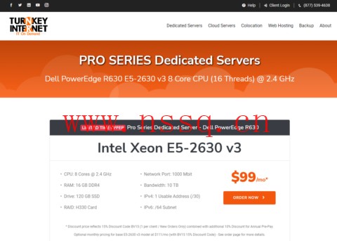 TurnkeyInternet:美国便宜独立服务器,E5-2630 v3/120GB固态硬盘/10TB流量/1Gbps带宽,$99/月,30天退款保证-南山主机测评