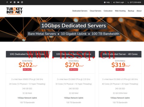 TurnkeyInternet:美国10Gbps带宽独服,2*X5650/32G内存/240GB SSD/100TB流量/10Gbps带宽,$202/月起-南山主机测评