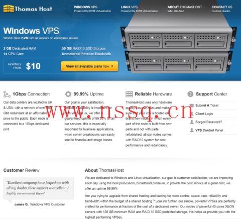 ThomasHost:美国vps/法国vps/加拿大vps,1核/2GB/50GB/1Gbps不限流量,$5/月,支持windows-南山主机测评