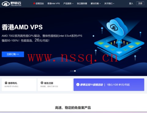 #黑五#野草云:美国/香港VPS,2核/2GB/15GB SSD/500GB@100Mbps,99元/年起-南山主机测评