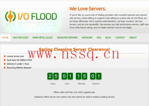 IOFLOOD:凤凰城独服,2*E5-2680v2/64GB/1.6TB SSD/100TB@1Gbps带宽,$54/月-南山主机测评