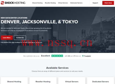 ShockHosting:国外便宜VPS,1核/2GB内存/30GB SSD/2TB流量/1Gbps带宽,$4.99/月起,可选美国/欧洲/澳大利亚/日本、新加坡等11个机房-南山主机测评
