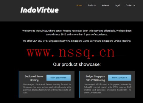 IndoVirtue:美国VPS,$5/月起,新加坡10Gbps带宽VPS,$7/月起,支持PayPal-南山主机测评