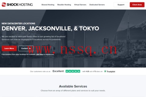 Shock Hosting:1核/2GB内存/30GB SSD硬盘/1TB流量/1Gbps带宽,$29.99/年,可选日本/新加坡/洛杉矶/英国/荷兰/澳大利亚等机房-南山主机测评