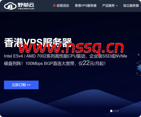 野草云：香港E3独立服务器199元/月起，可选精品/优质BGP线路，免费DDoS防御-南山主机测评