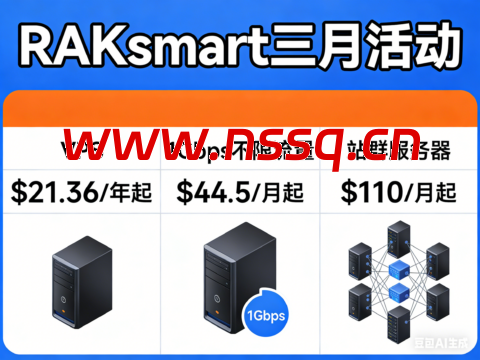 RAKsmart 三月活动：VPS $21.36/年起，1Gbps不限流量 $44.5 / 月起，站群服务器 $110 / 月起-南山主机测评