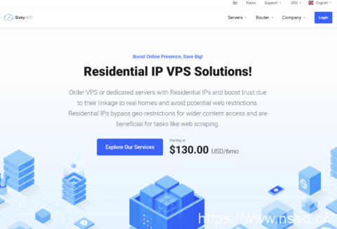 SixtyNet 上线住宅 IP 专业 VPS：Cox 通信双 ISP，10Gbps 大带宽接入 AS9929，月付 $35 起-南山主机测评