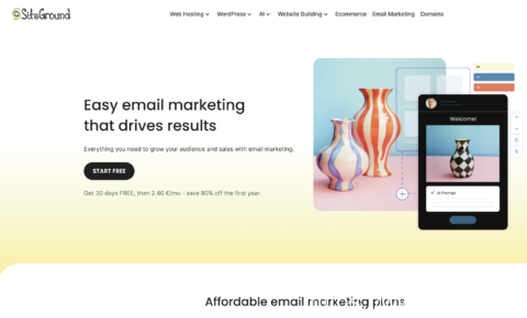 SiteGround Email Marketing 邮件营销平台：30天免费试用，首年最低 €2.40/月，支持 AI 写作与自动化营销-南山主机测评