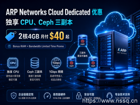 ARP Networks Cloud Dedicated 优惠:独享 CPU、Ceph 三副本,2核4GB 月付 $40 起-南山主机测评