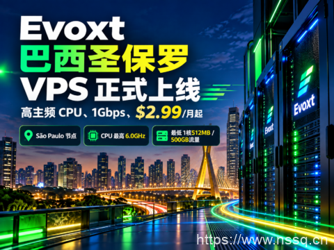 Evoxt 巴西圣保罗 VPS 正式上线：高主频 CPU、1Gbps，$2.99/月起-南山主机测评