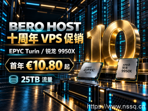 BERO HOST 十周年VPS促销：EPYC Turin/锐龙9950X，首年€10.80起、25TB流量-南山主机测评