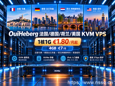 OuiHeberg 法国/德国/荷兰/美国 KVM VPS：1核1G €1.80/月起，4GB €7/月，最高3Tbps防护-南山主机测评